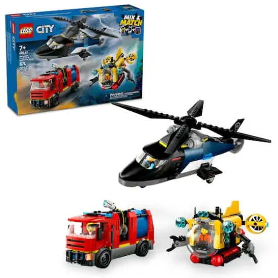 LEGO&reg; City Helicopter, Fire Truck & Submarine Remix Toy Building Set 60462 {1}