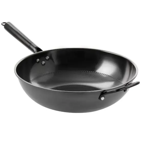 Gibson Home&reg; Debossed 13'' Black Heavy Gauge Carbon Steel Wok {1}