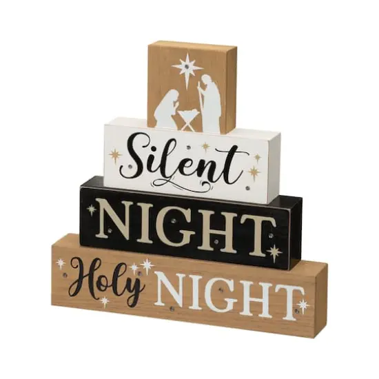 Glitzhome&reg; 12" LED Lighted Nativity Block Word Sign {5}