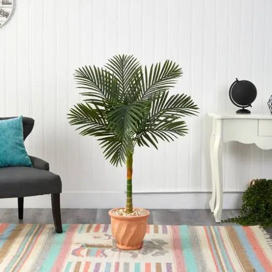 4.5ft. Golden Cane Palm Tree in Terra-Cotta Planter {4}