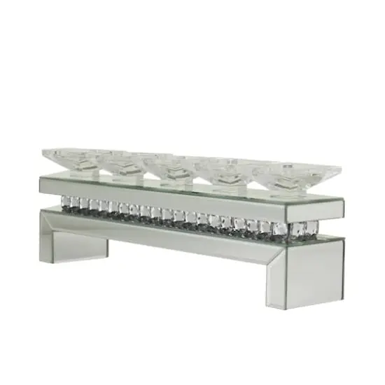 Set of 3 Silver MDF Glam Candle Holder, 7" x 20" x 4" {3}