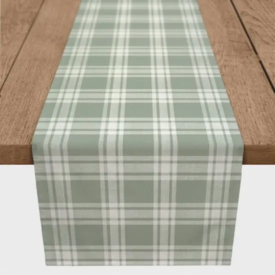 Faded Plaid Indoor/Outdoor Table Runner Green {3}