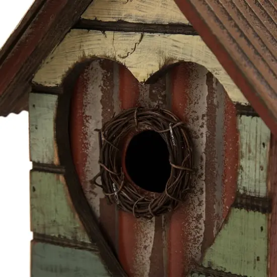 Glitzhome&reg; Distressed Wood Heart Garden Bird House {8}