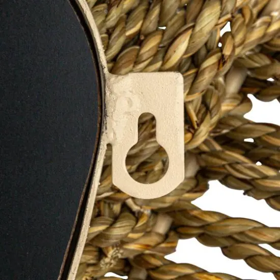 Hello Honey&reg; 37.75" Natural Decorative Handwoven Cattail Wall Mirror {5}