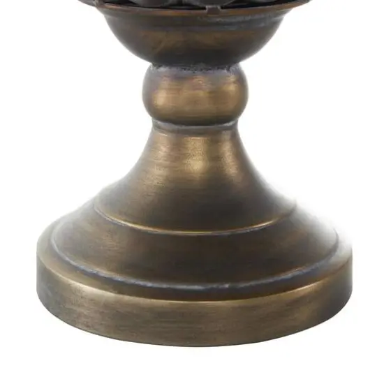 12" Bronze Hammered Urn-Shaped Metal Vase with Cut Out Details {6}