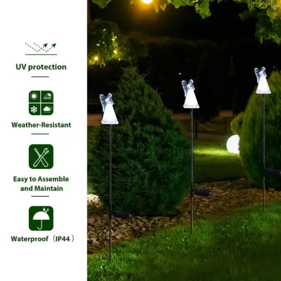 Glitzhome&reg; 36" Solar Powered Angel Stake Light with Stainless Steel Poles, 3ct. {7}