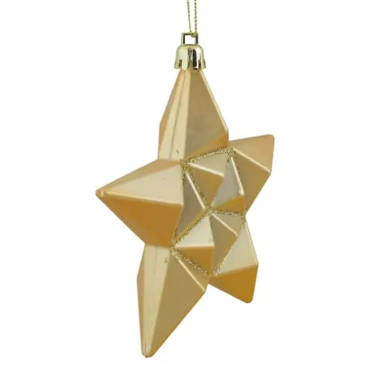 12ct. 5" Glitter & Matte Vegas Gold Shatterproof Christmas Star Ornaments {3}