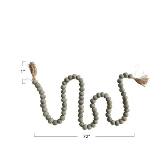 Hello Honey&reg; 6ft. Handmade Wool Felt Ball Garland with Jute Tassels Gray {5}