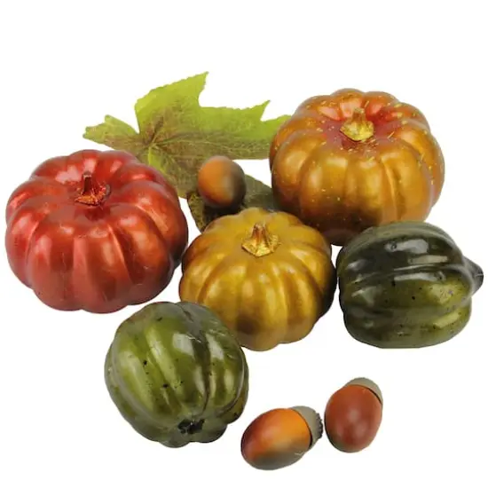 Autumn Harvest Artificial Pumpkin, Acorn & Leaf Thanksgiving Decoration Set {1}