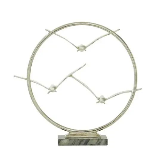 Silver Aluminum Modern Sculpture, Bird 18" x 19" x 5" {6}