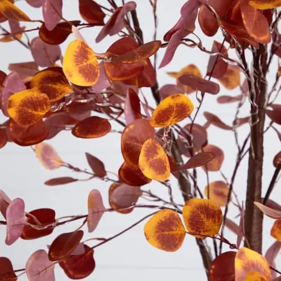 8ft. Pre-Lit Grand Autumn Eucalyptus Artificial Fall Tree with 540 Warm White LED Lights {4}