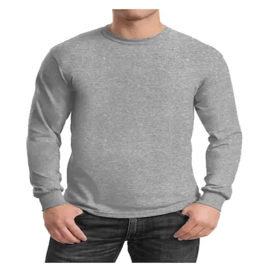 Galaxy by Harvic Long Sleeve Crew Neck Men's T-Shirt Heather Gray {1}
