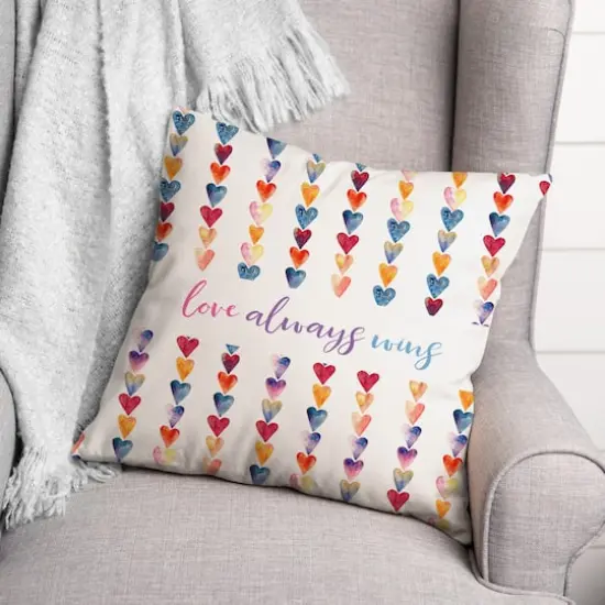 Love Always Wins Rainbow Throw Pillow {3}