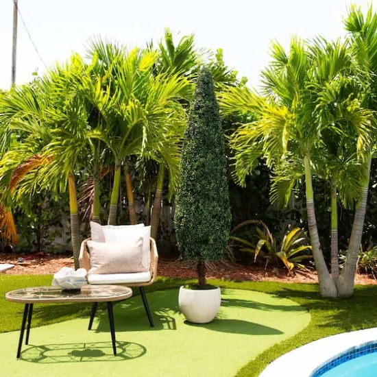 7ft. UV-Resistant Potted Boxwood Topiary Cone Tree {3}