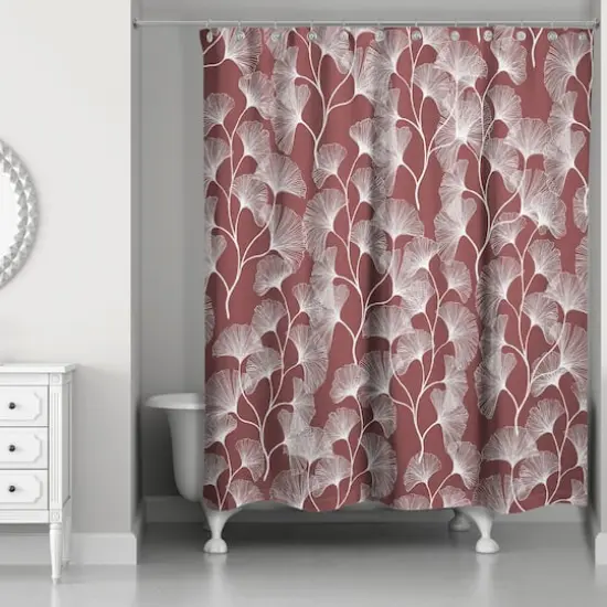 Gingko Shower Curtain Maroon {3}
