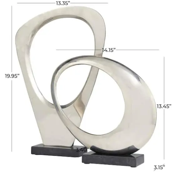 Geometric Abstract Metal Tabletop Sculpture Set Silver {6}