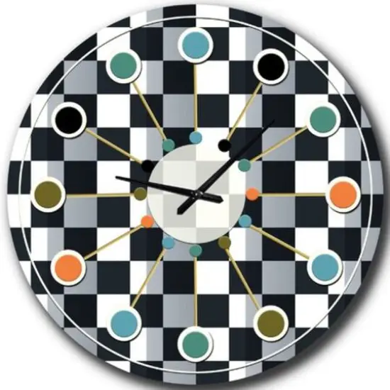 Designart Geometric Mid-Century Modern Wall Clock {1}