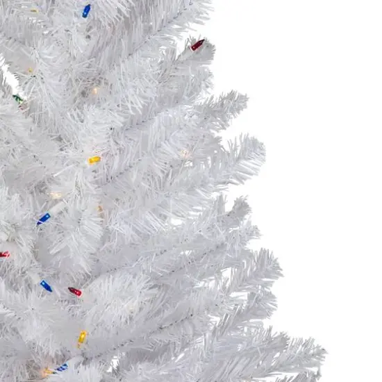 3ft. Pre-Lit Snow White Artificial Christmas Tree, Multicolor Lights {4}