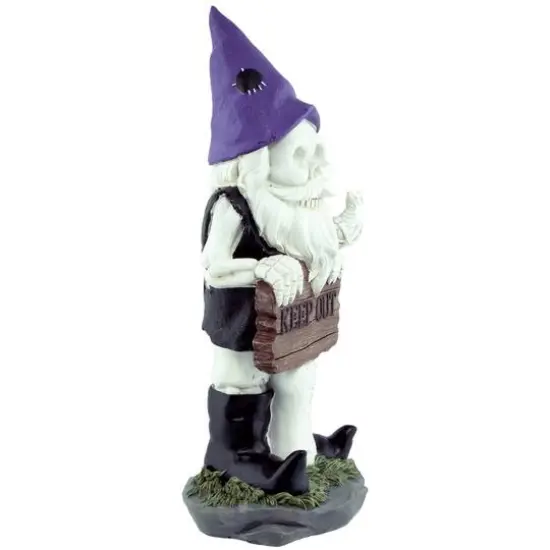 11.75" Gnome Skeleton "Keep Out" Halloween Decoration {4}