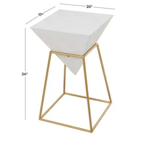 Gold Metal Modern Accent Table, 24" x 20" x 17" {7}