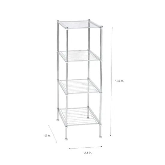 Organize It All 40" Metro Chrome 4-Tier Freestanding Shelving Tower {4}