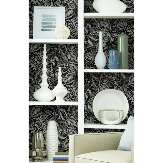RoomMates Vintage Batik Jungle Peel & Stick Wallpaper Black/Gray {8}