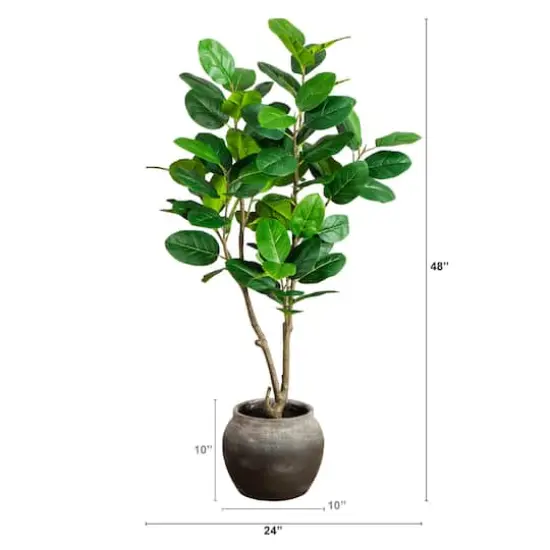 4ft. Artificial Audrey Ficus Tree in Rustic Decorative Planter {3}