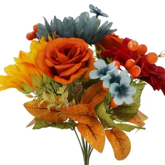 14" Blue & Orange Sunflower & Rose Mix Deluxe Bush by Ashland&reg; {3}