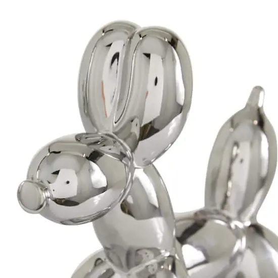 Silver Porcelain Balloon Animal Dog Sculpture Set {5}