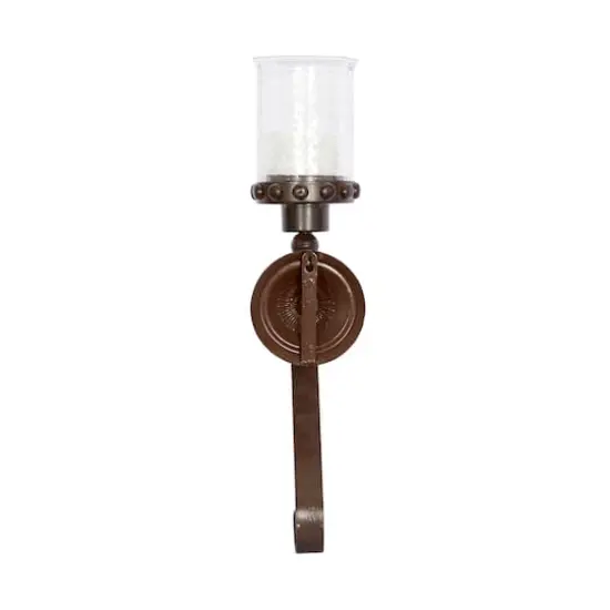 20" Brown Iron Traditional Candle Wall Sconce {7}