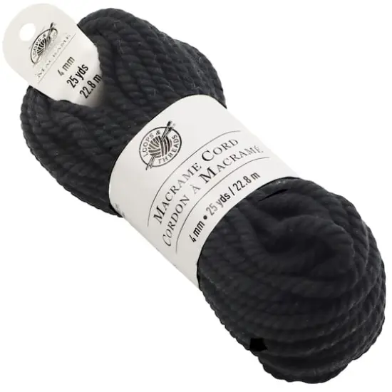 Macram&eacute; Cotton Cord by Loops & Threads&reg;, 25yd. Black {3}