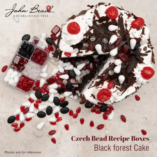 John Bead Czech Glass Recipe Box Beading Kit Black Forest Cake {4}