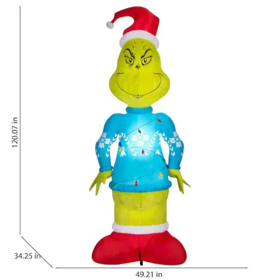 10ft. Airblown&reg; Inflatable Christmas Giant Plush Grinch with String Lights {5}