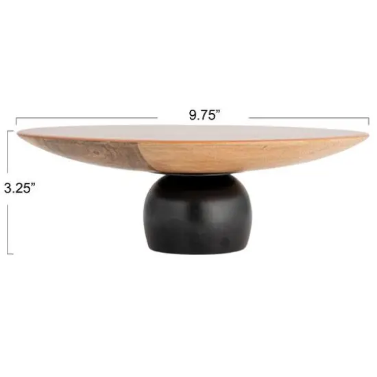 Hello Honey&reg; 9.75" Brown & Black Enameled Mango Wood Kitchen Pedestal {11}
