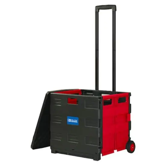 BAZIC&reg; Folding Cart on Wheels with Lid Cover Black & Red {7}