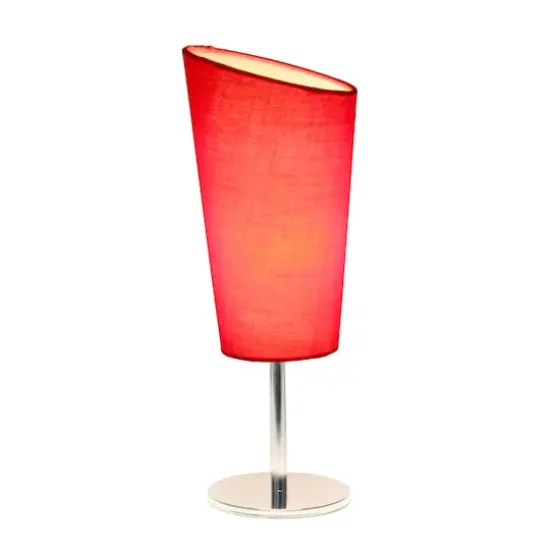 Simple Designs&trade; 12.5" Mini Chrome Table Lamp with Angled Fabric Shade Red {3}
