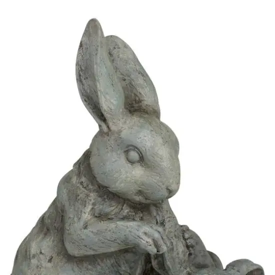 11" Gray Farmhouse Rabbits Garden Sculpture {4}