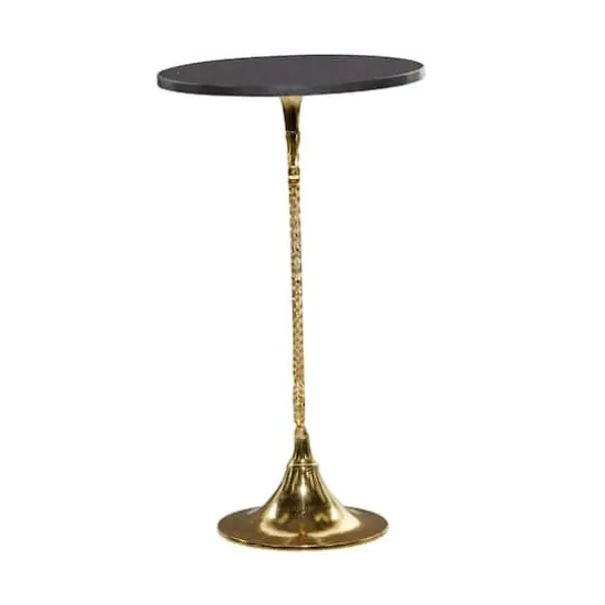 28" Gold Aluminum Coastal Accent Table {4}