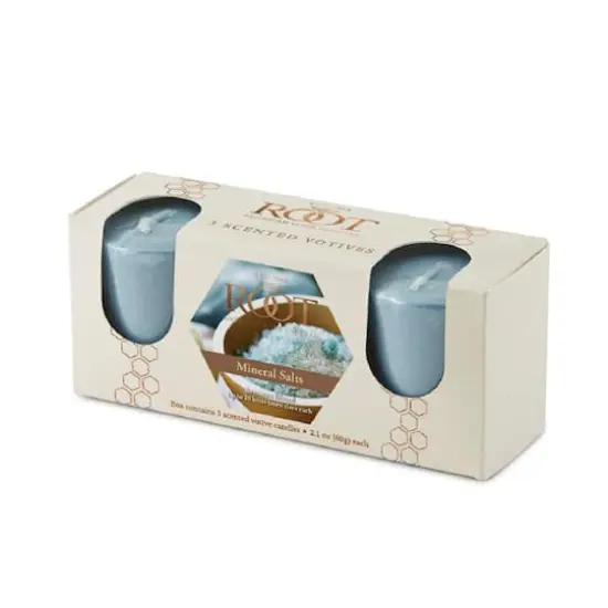 Root Candles Scented 20 Hour Beeswax Blend Votive Candles Gift Box Mineral Salts {1}