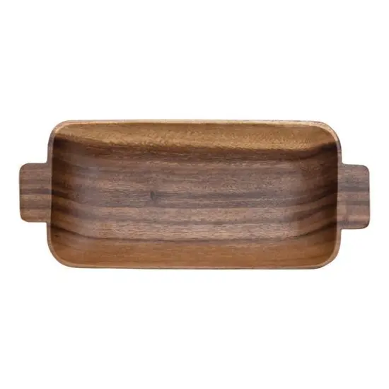 Hello Honey® 17.5" Hand-Carved Acacia Wood Tray with Handles {5}