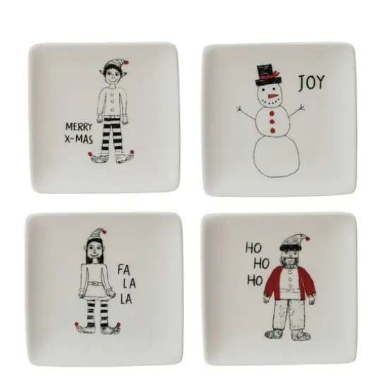 Hello Honey&reg; 4" Holiday Image Stoneware Square Dishes, 4ct. {1}