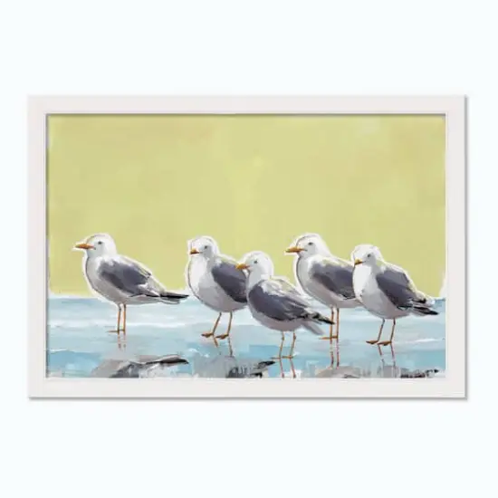 Sunny Seagulls 20" x 30" White Framed Print Under Plexiglass {1}