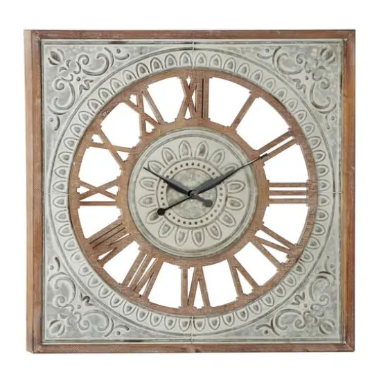 Brown Farmhouse Wood Wall Clock, 36" x 36" {1}