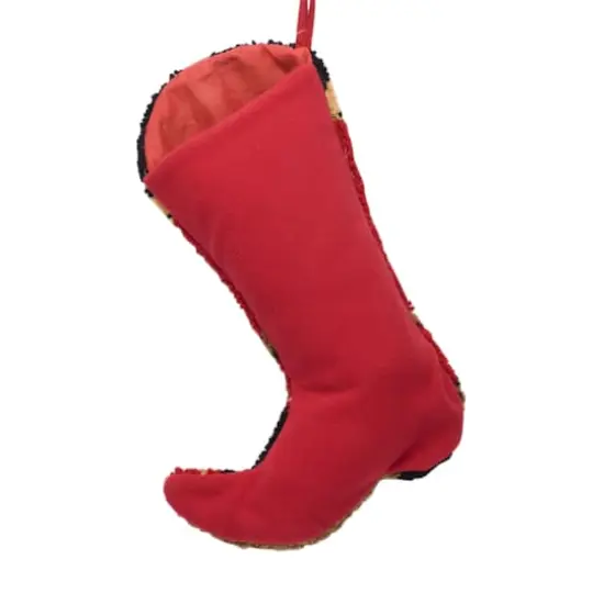 Glitzhome&reg; 19" Red Boot Hooked Stocking {6}