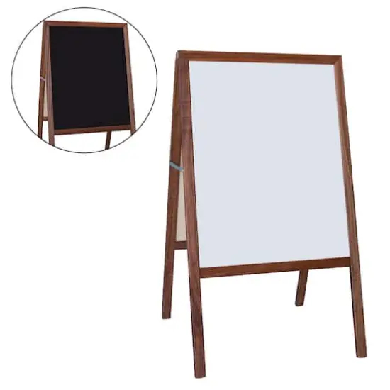 Flipside 42" x 24" Stained Marquee Easel with White Dry Erase Board & Black Chalkboard {1}