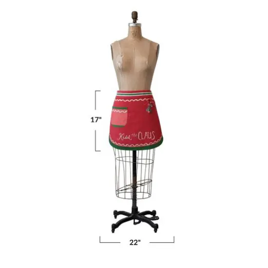 Hello Honey&reg; Embroidered Kiss the Claus Half Apron with Pocket {5}