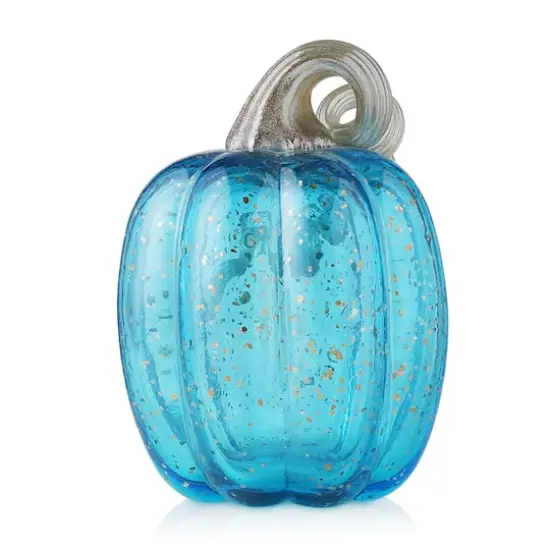 Glitzhome&reg; Glass Pumpkin, Blue {9}