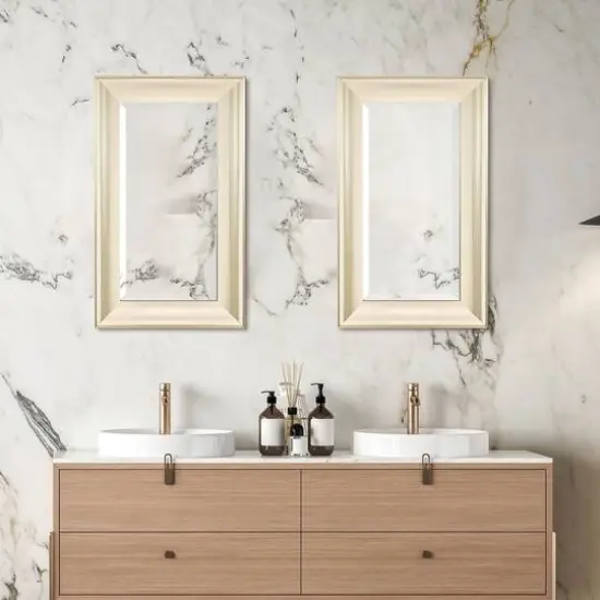 Head West 29.5" Traditional Brushed Nickel Framed Wall Vanity Mirror {10}