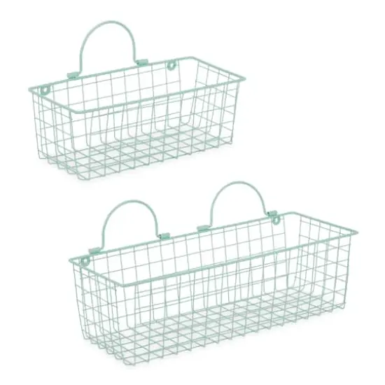 DII&reg; Wire Wall Basket Set Aqua {1}
