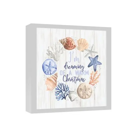 18" Dreaming of a Warm Christmas White Framed Wall Canvas {3}